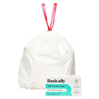 Basically 45ct MightyStretch 13 Gallon Tall Kitchen Bags