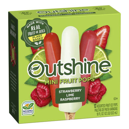 Outshine Strawberry, Lime, and Raspberry Frozen Fruit Pops, Variety Pack, 12ct