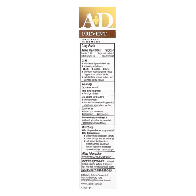 A+D Original Diaper Rash Ointment, Skin Protectant , 1.5 Ounce Tube