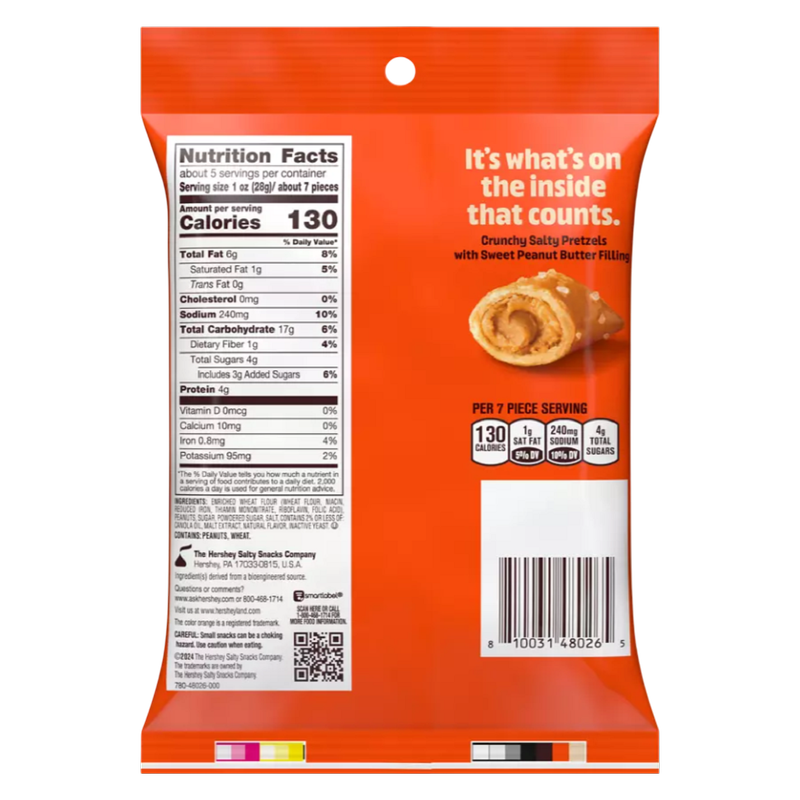 REESE'S Filled Pretzels with Peanut Butter Filling, 5oz