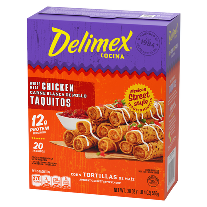 Delimex White Meat Chicken Taquitos Frozen Snacks, 20ct