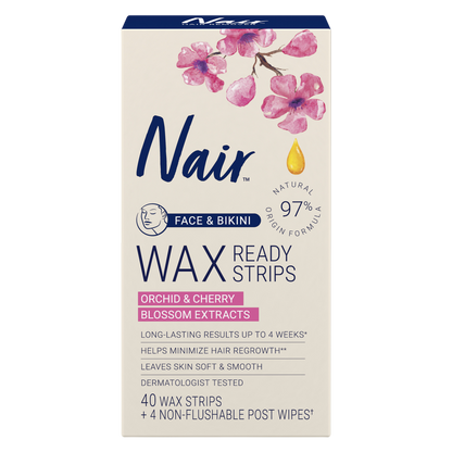 Nair Wax Ready-Strips, Face, 40ct