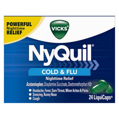 Vicks NyQuil Cold & Flu, LiquiCap Over-the-Counter Medicine, 24ct
