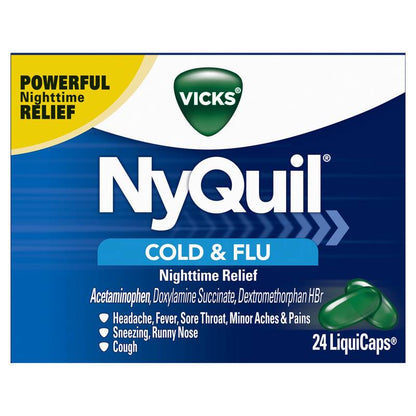 Vicks NyQuil Cold & Flu, LiquiCap Over-the-Counter Medicine, 24ct