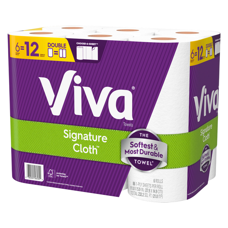 Viva Signature Cloth Paper Towels, 6 Double Rolls, 86 Sheets per Roll