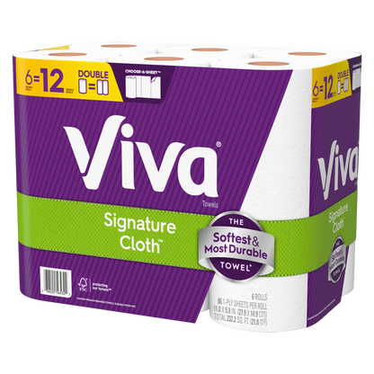 Viva Signature Cloth Paper Towels, 6 Double Rolls, 86 Sheets per Roll