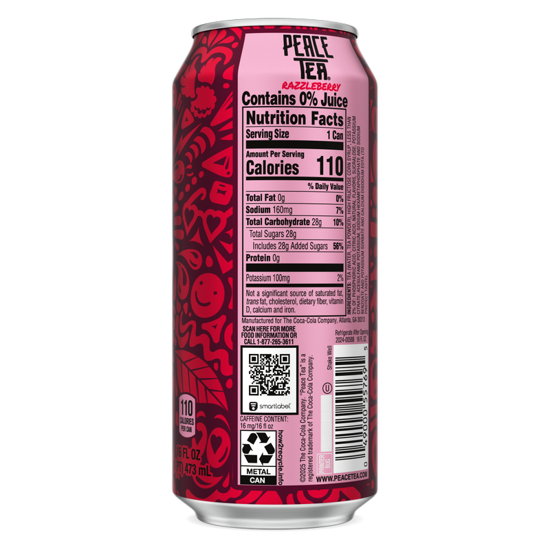 Peace Tea Razzleberry 16oz Can