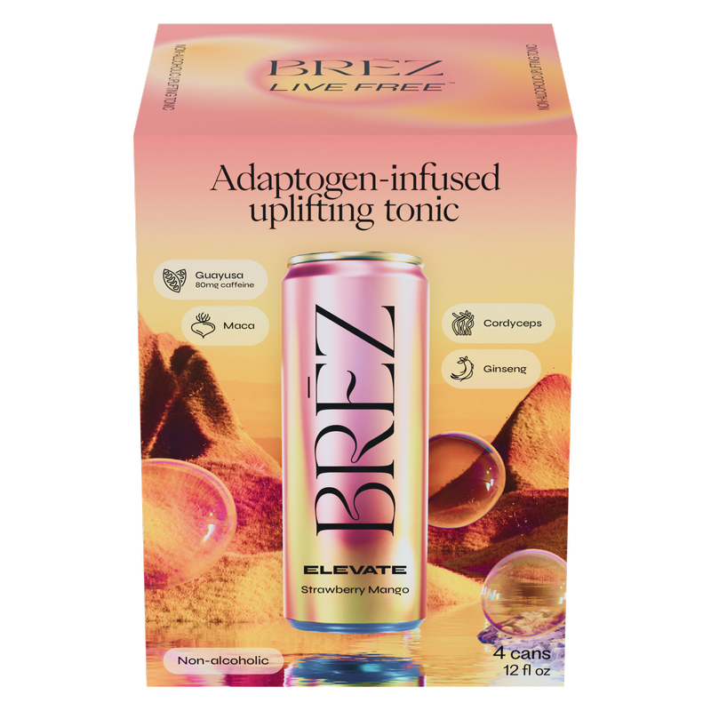 BREZ Elevate Strawberry Mango Uplifting Tonic 4pk 12oz Can