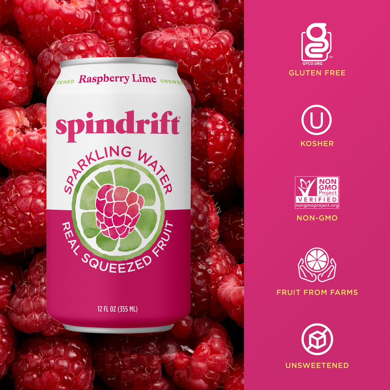 Spindrift Raspberry Lime Sparkling Water 8pk 12oz can