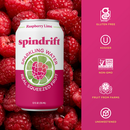 Spindrift Raspberry Lime Sparkling Water 8pk 12oz can