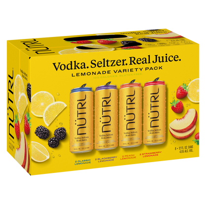 NUTRL Vodka Hard Seltzer Lemonade Variety Pack 8pk 12oz Slim Cans 4.5% ABV