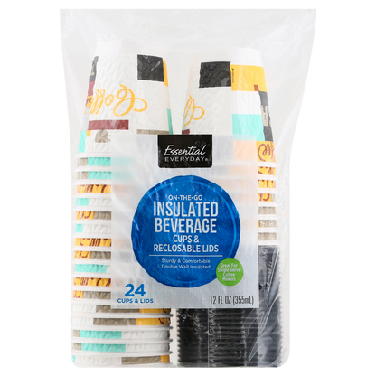 Essential Everyday Insulated Beverage Cups and Lids 24ct