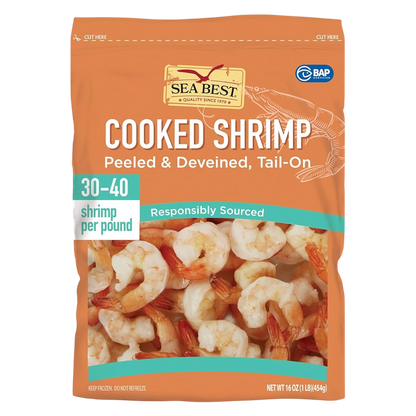 Sea Best Cooked / Peeled Shrimp (Frozen, 30-40ct) - 16oz