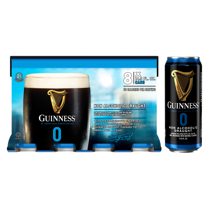 Guiness Zero Draught Non-Alcoholic 8pk 14.9oz Can