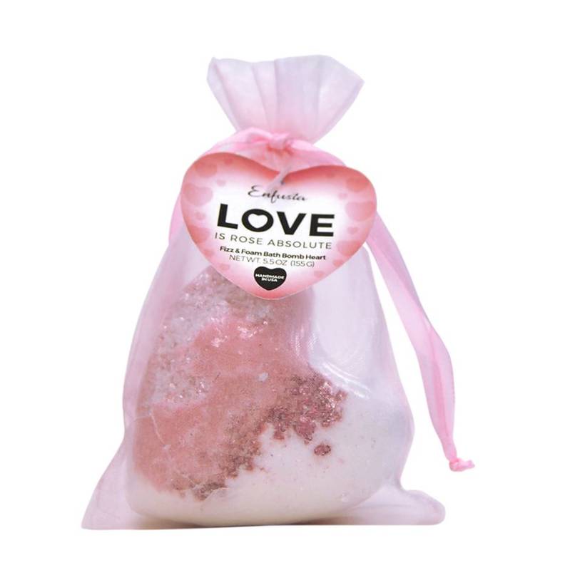 Rose Absolute Heart Geode Handmade Fizz & Foam Bath Bomb, 5.5oz