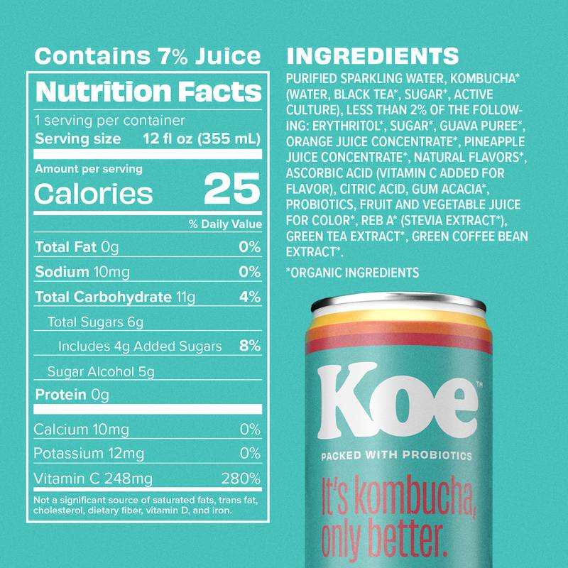 Koe Tropical Kombucha 12oz Can