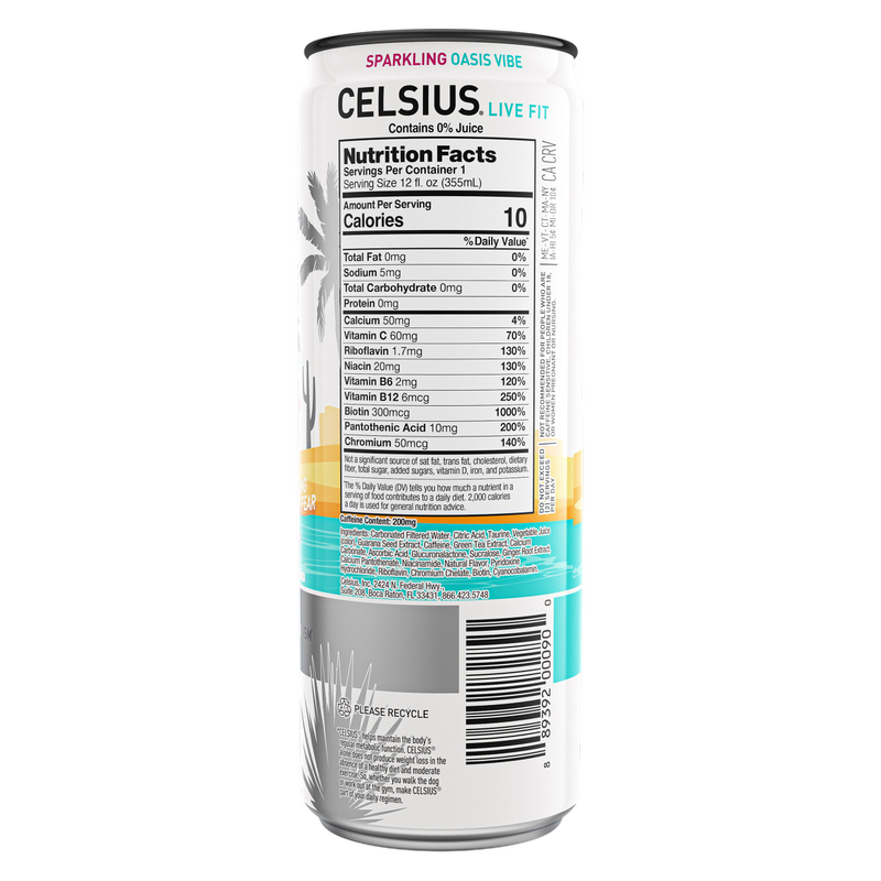 CELSIUS Sparkling Oasis Vibe Energy Drink 12oz Can