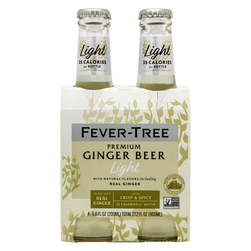 Fever-Tree Light Ginger Beer 4pk 200ml Glass Bottle