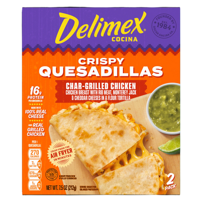 Delimex Char-Grilled Chicken Crispy Quesadillas, 7.5 oz box