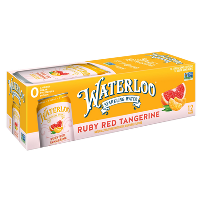 Waterloo 12pk Ruby Red Tangerine Sparkling Water 12oz Can