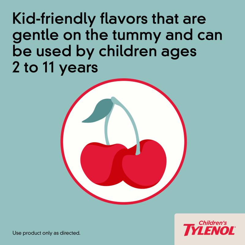 Children's Tylenol Pain & Fever Reducer Liquid, Dye-Free Cherry, 4 oz