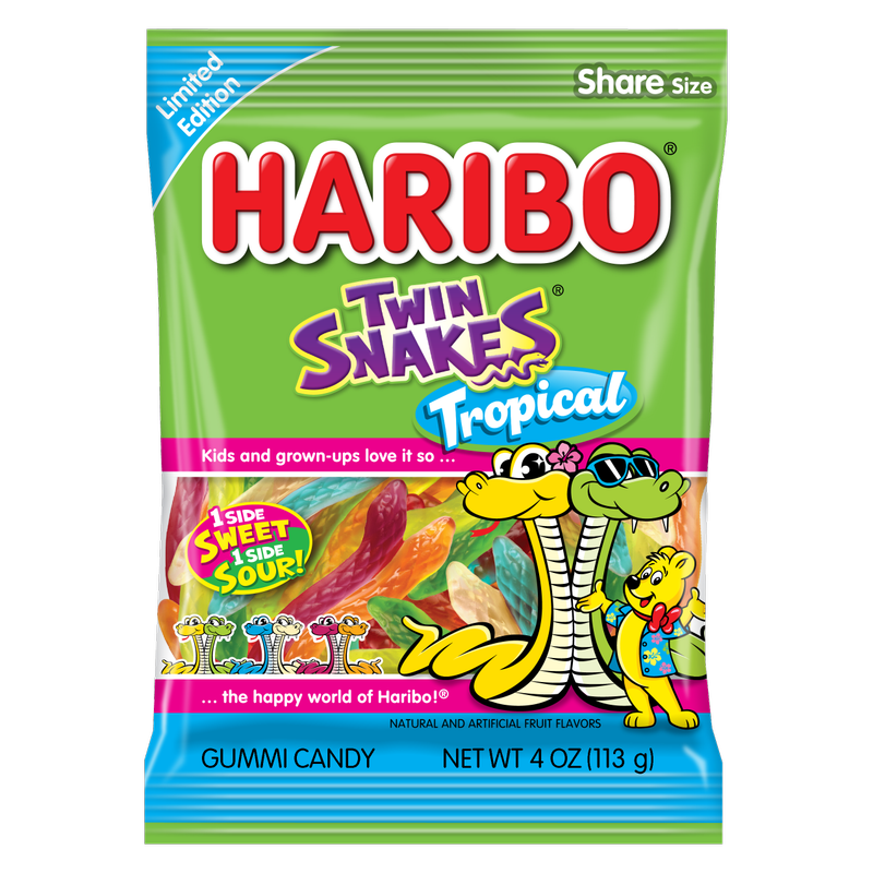Haribo Twin Snakes Tropical 4oz