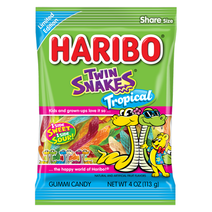 Haribo Twin Snakes Tropical 4oz