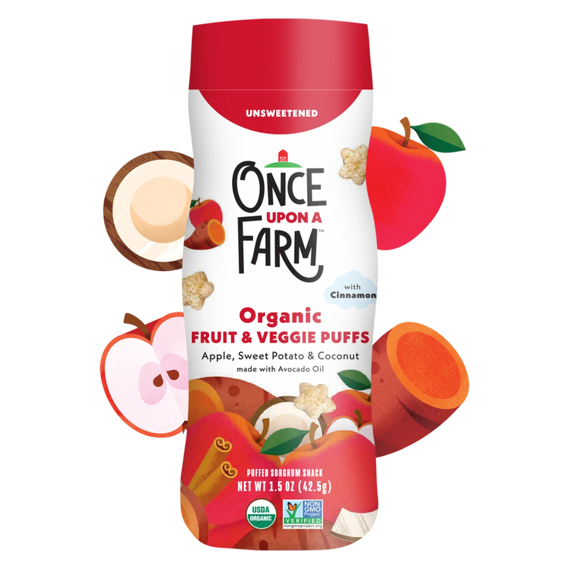 Once Upon a Farm Fruit & Veggie Puffs Apple Sweet Potato & Coconut Baby Snacks - 1.5oz