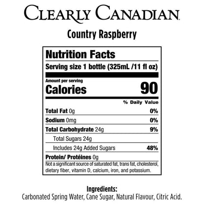 Clearly Canadian Country Raspberry 11oz Glass Bottle