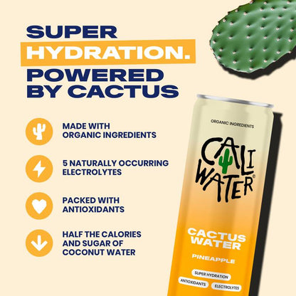 Caliwater Pineapple Cactus Water 12 oz can