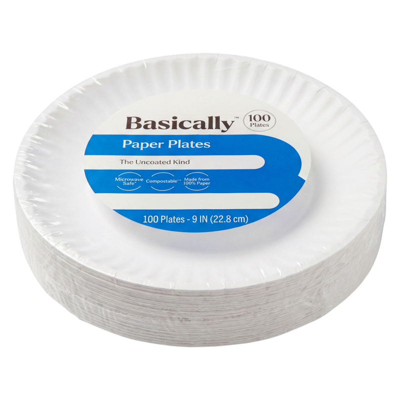 Basically 9" Uncoated Paper Plates