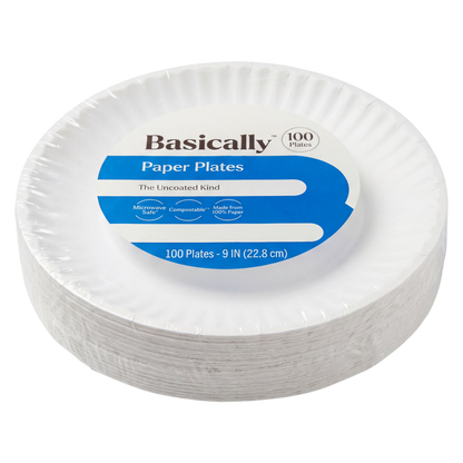 Basically 9" Uncoated Paper Plates