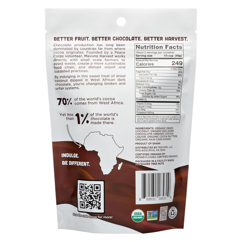 Mavuno Harvest Organic Chocolate Covered Coconut, 3oz