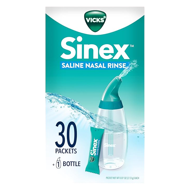 Vicks Sinex Saline Nasal Rinse Starter Kit, 1 Bottle + 30 Packets