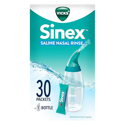 Vicks Sinex Saline Nasal Rinse Starter Kit, 1 Bottle + 30 Packets