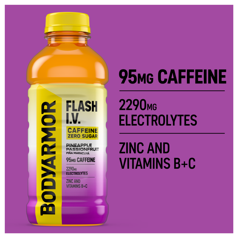 BODYARMOR FLASH I.V. Caffeine + Hydration Pineapple Passionfruit 20oz Btl
