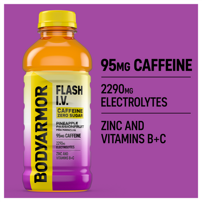 BODYARMOR FLASH I.V. Caffeine + Hydration Pineapple Passionfruit 20oz Btl