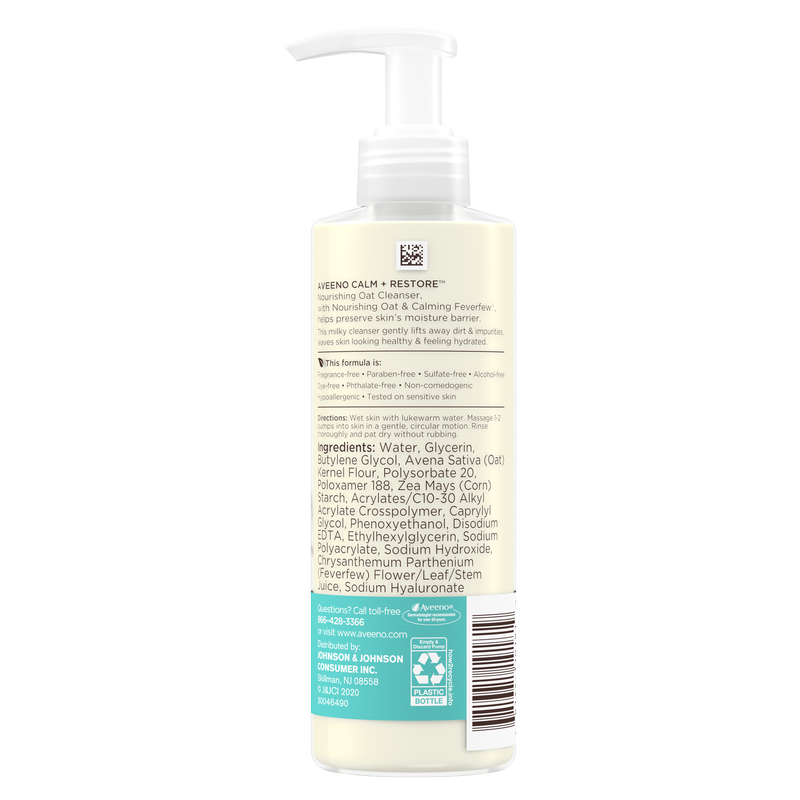 Aveeno Calm + Restore Nourishing Oat Cleanser For Sensitive Skin 7.8oz