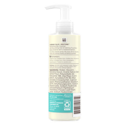 Aveeno Calm + Restore Nourishing Oat Cleanser For Sensitive Skin 7.8oz