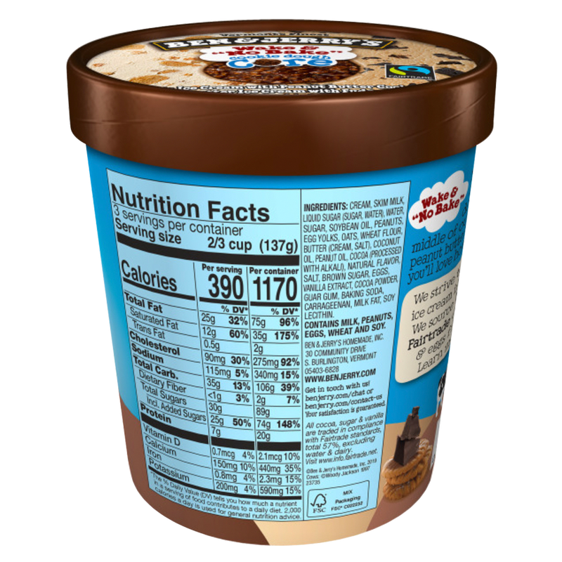 Ben & Jerry's Wake & No Bake Cookie Dough Core Ice Cream 16oz