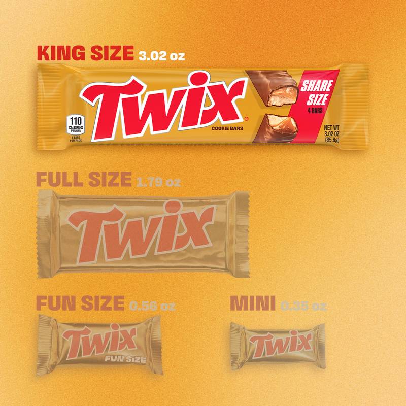 TWIX Milk Chocolate Caramel Cookie Candy Bar, Share Size, 3.02 oz