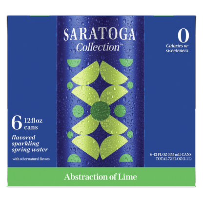 Saratoga Collection Abstraction of Lime Flavored Sparkling Spring Water, 12 fl oz, 6 Pack Cans