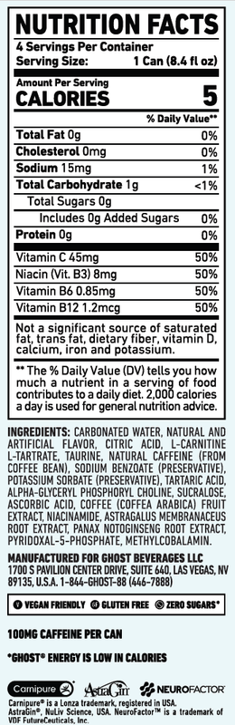 GHOST Energy Zero Sugar OG 4pk 8.4oz Can