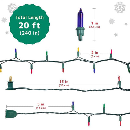 100 Multicolor String Lights with Green Wire