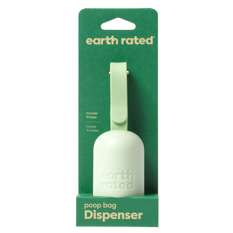 Earth Rated Dog Poop Bag Holder with Dog Poop Bags (1 Dispenser & 15 Bags)