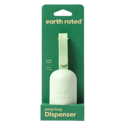 Earth Rated Dog Poop Bag Holder with Dog Poop Bags (1 Dispenser & 15 Bags)