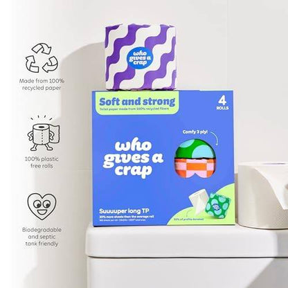 Who Gives a Crap 4ct 100% Recycled Double Length Toilet Paper Rolls