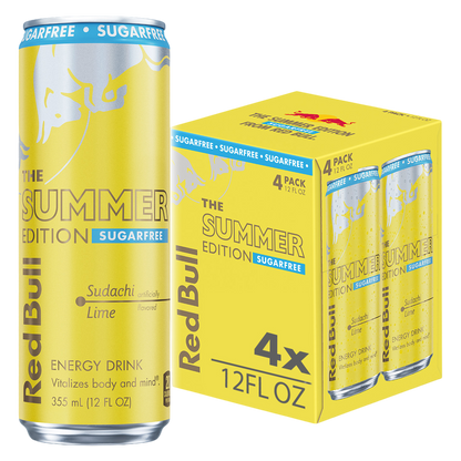Red Bull Sugar Free Summer Edition Sudachi Lime Energy Drink 4pk 12oz Can