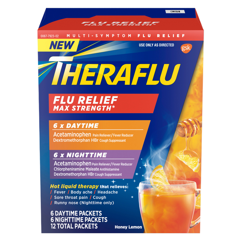 Theraflu Max Strength Day/Night Honey Lemon Powder 2x6ct