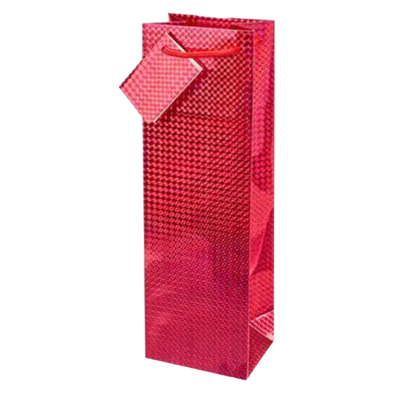 Red Holographic Single Bottle Wine Bag